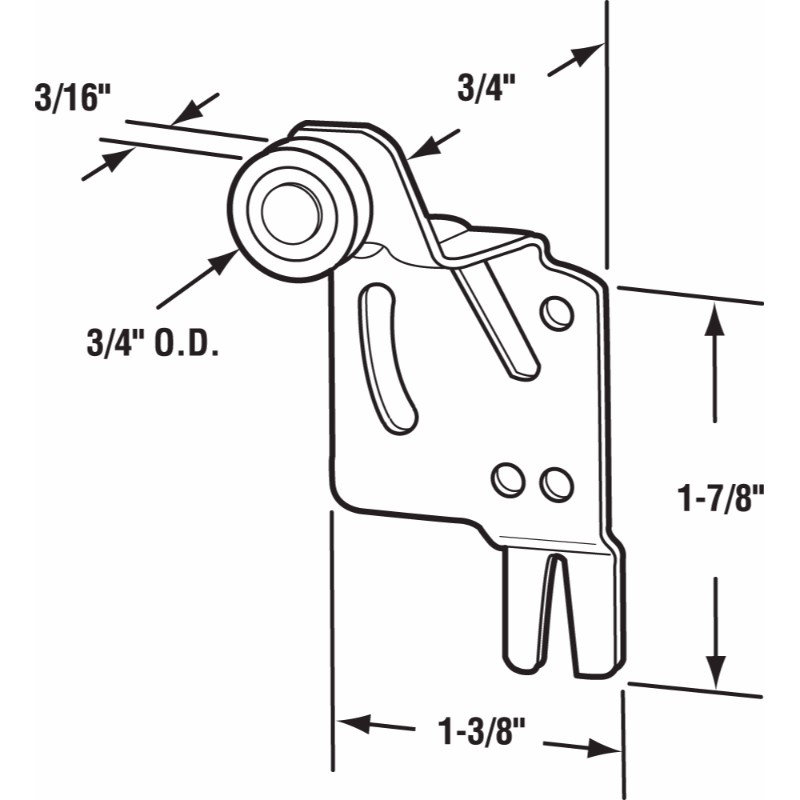 Rouleau de porte de placard, avant, décalé de 3/4 po, roue en nylon de 3/4 po, pour portes Atlas (paquet de 2)