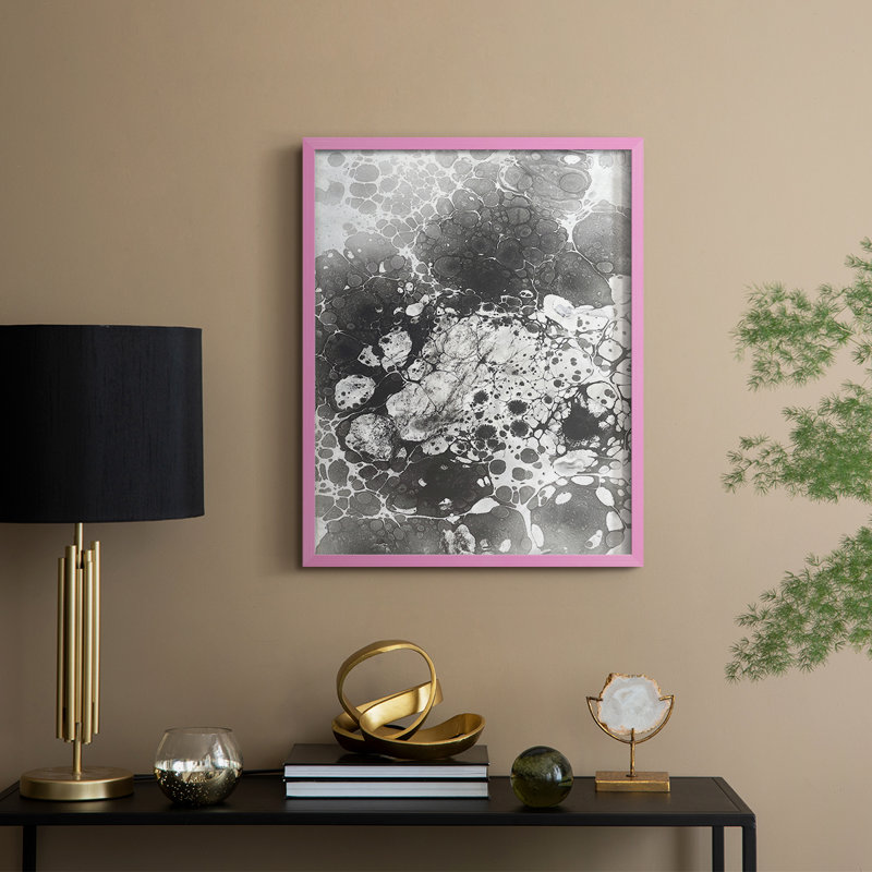 Marbré VI, reproduction encadrée - bois massif, H 15 po x l 12 po, Rose