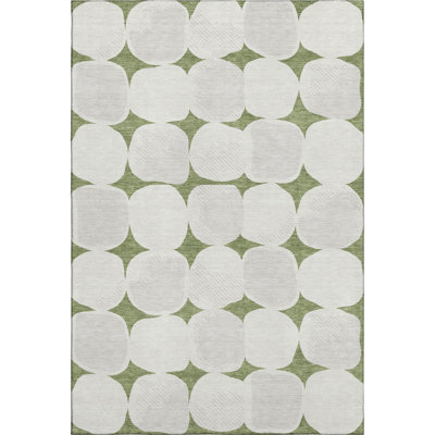 Premium Machine Washable Prisco Green Rug