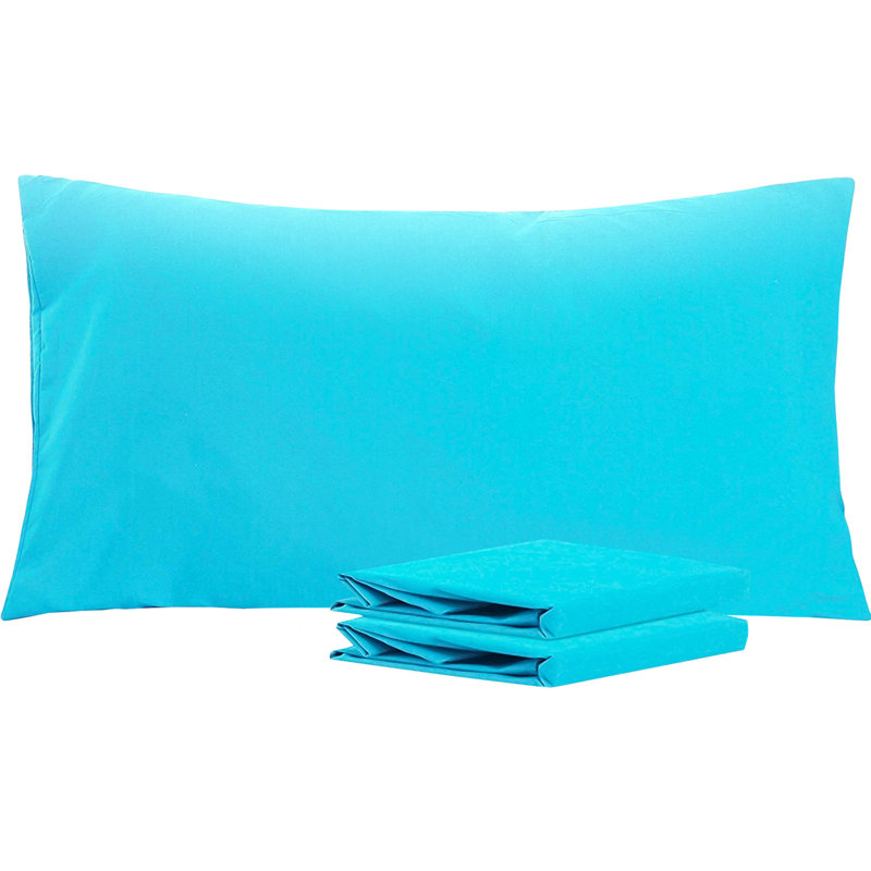 Taies d'oreiller de lit, 1800 taies d'oreiller en microfibre brossée avec fermeture à enveloppe - NTBAY, Bleu, Très grand