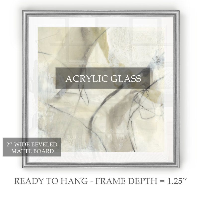 «Flowing Neutrals IV», reproduction d'art sur toile, Cadre argenté, H 17,5 po x l 17,5 po x P 1,5 po