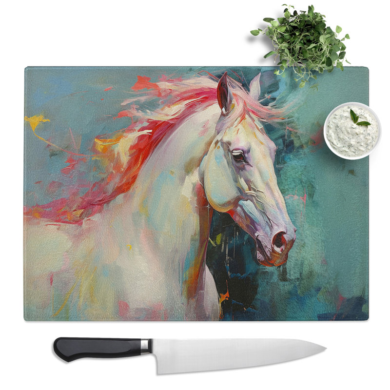 Horse Gestural  Glass Chopping Board