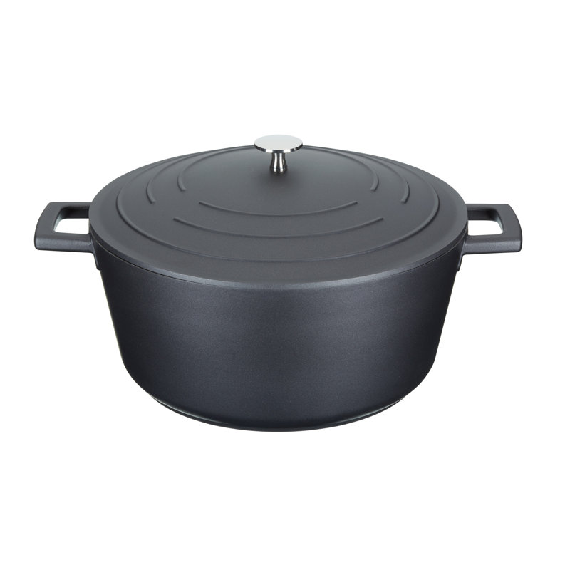 MasterClass Cast Aluminum Round Casserole, 37cm / 5L, Black