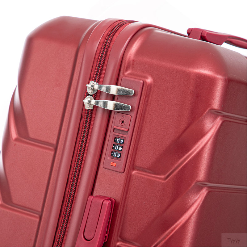 Grand bagage à carreaux en plastique dur 28 pouces ABS - Surface résistante aux égratignures Quatre roues multidirectionnelles, avec serrure à combinaison et crochets latéraux. (Rouge vin)