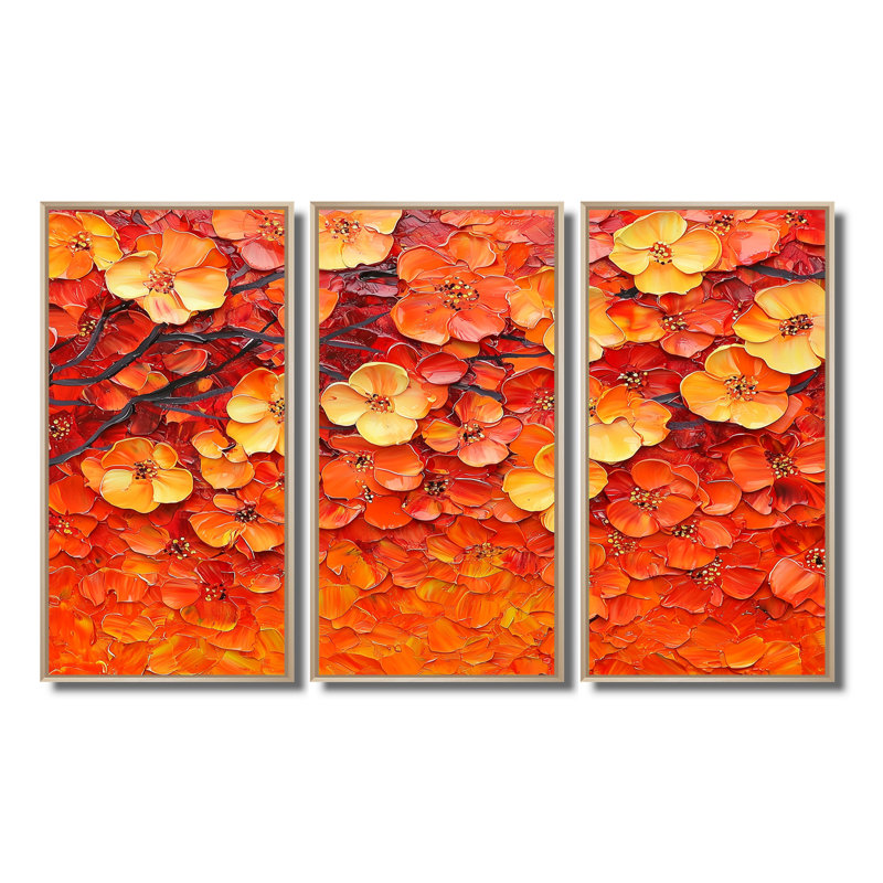 Coucher de soleil sur les fleurs de pommier II, H 40 po x l 60 po, Reproduction avec cadre flottant, Naturel