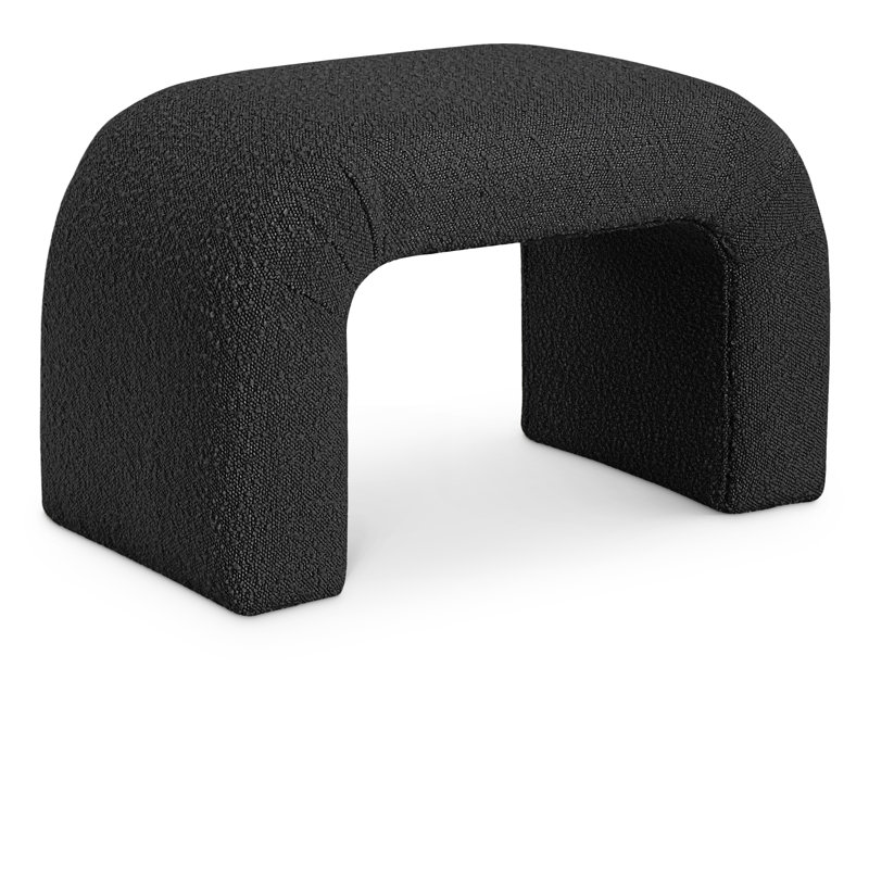 Niagara Upholstered Bench, 17.5" H x 28" W x 15.5" D, Black Boucle Fabric