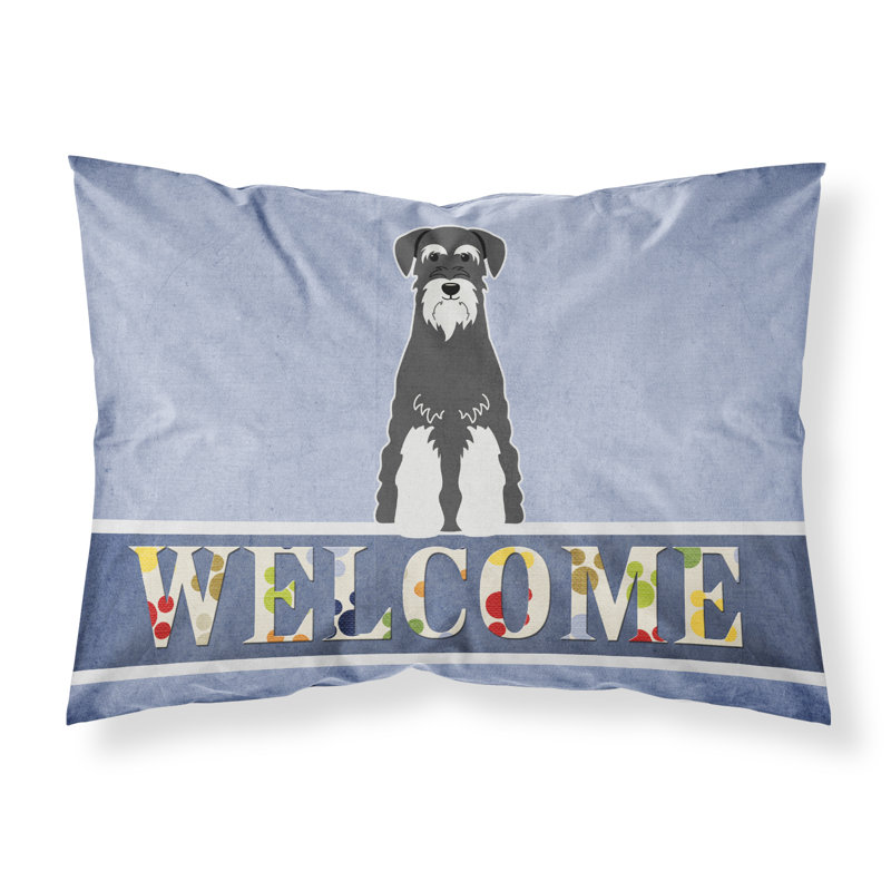 Taie d’oreiller welcome, Schnauzer moyen poivre et sel
