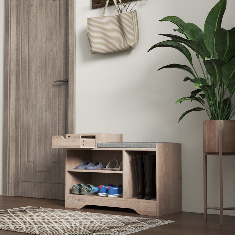 Banc de rangement rembourré pour chaussures avec tiroir de rangement