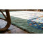 Tapis chinois antique à motif de paon en laine noué à la main couleur écume de mer