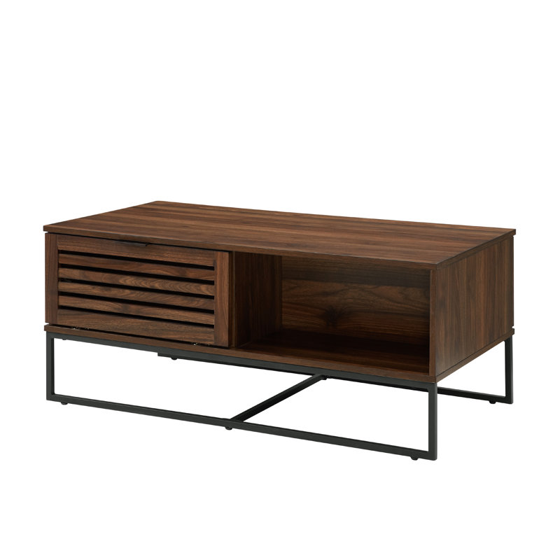 Rishi Sled Coffee Table with Storage, Dark Walnut