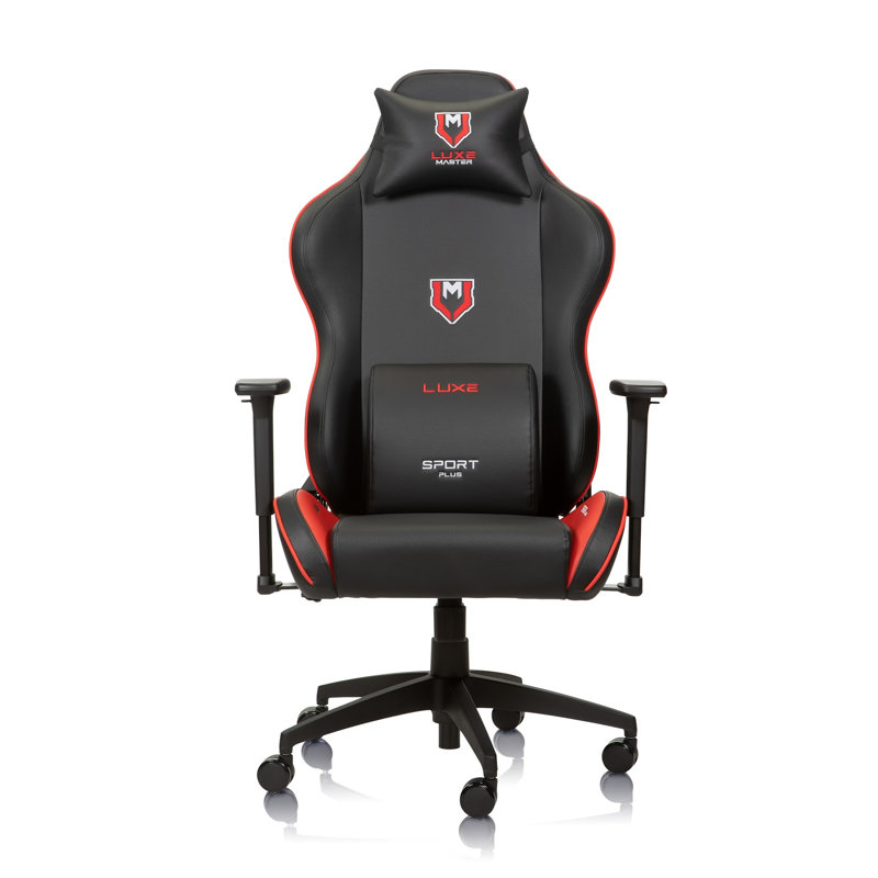 Luxe Sport Plus Office, Desk, Ergonomic Gaming Design Supports up to 390lbs, Black/Red