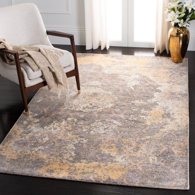 Culpeper Hand Tufted Wool/Viscose Pile Abstract Rug in Charcoal/Ivory, Rectangle 4' x 6'