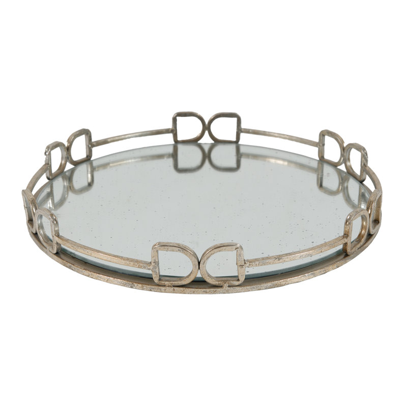 D16.1X2" Valentina Silver Round Mirror Tray
