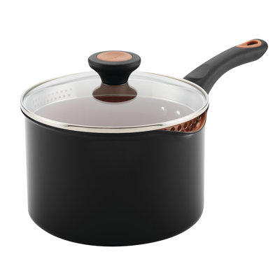 Farberware Glide Copper Ceramic Nonstick Straining Saucepan, 3-Quart