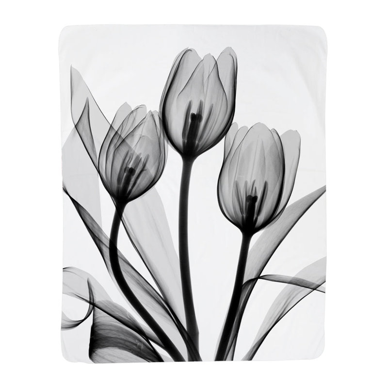 Monochromatic Black Tulips Standard Throw Blanket