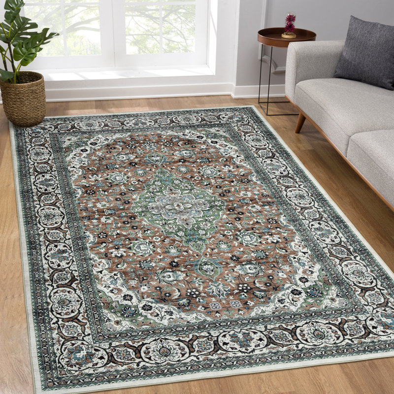 Saveliy Washable Oriental Indoor Rug, Rectangle 5' x 7'