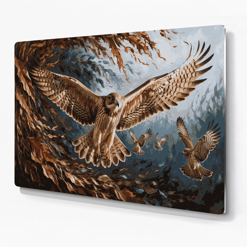 Oiseaux, épinette européenne, art mural brun, H 288 po x l 432 po x P 0,05 po