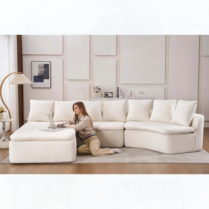 Canapé modulaire en U 133 po, Blanc lait