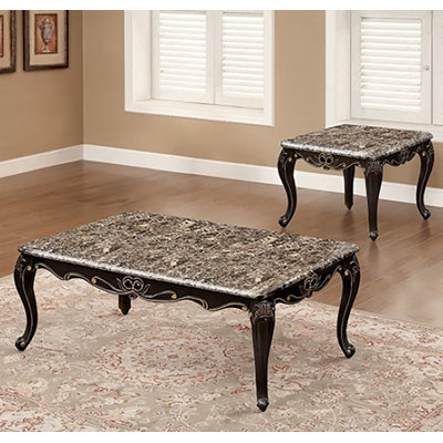 Johniston 2-pcs Marble Top Living Room Table Set