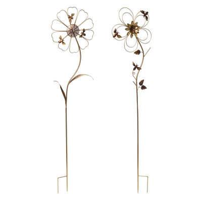  Ensemble de 2 abeilles printanières en métal et fleurs 57,5 po