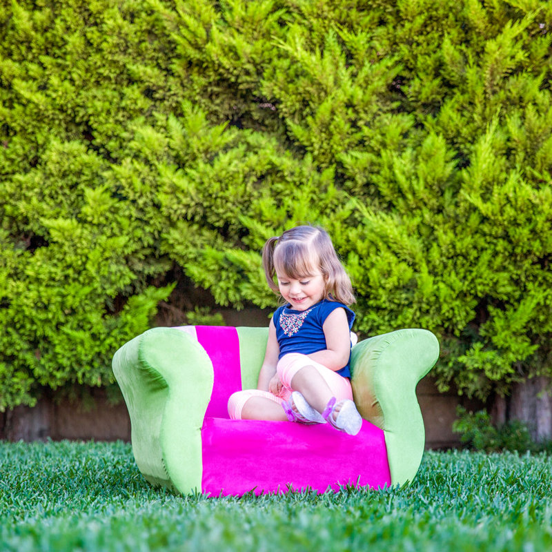 Fauteuil club en microsuède Espere Kids, Mauve / vert