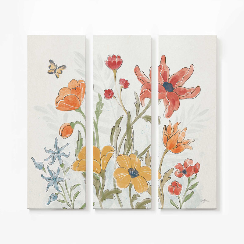 Mélodie de jardin en fleurs IV | Impression sur toile 3 panneaux, H 54 po x l 54 po