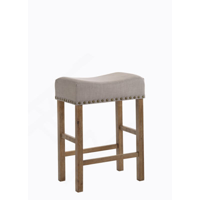 Tabouret à hauteur de comptoir en lin et chêne vieilli (ensemble de 2)