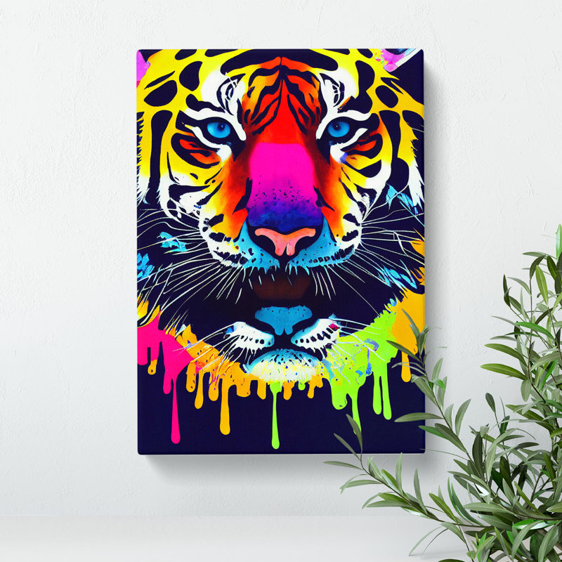 XC1022-4687X Tiger Paint Splash No.5 Abstract - Wrapped Canvas Print, 50cm H x 35cm W x 3cm D