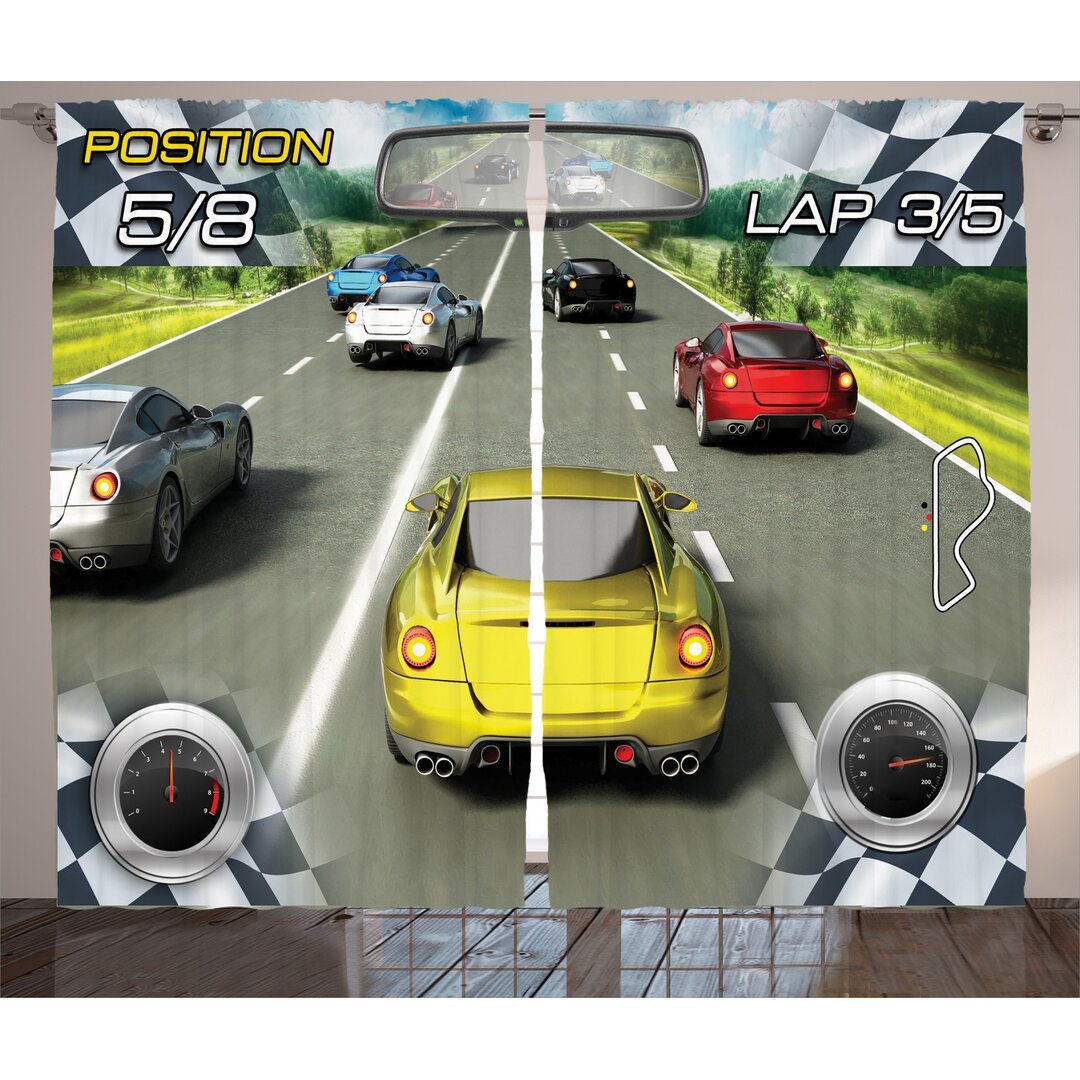 Rustikaler Vorhang, Sport Racing Theme, Videospiel, Mehrfarbig