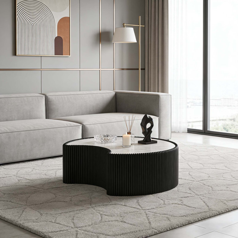 Table basse en cuir fritté clair, Noir