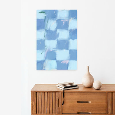 Blue Checker Dream Abstract Contemporary Modern Architecture Wall Art