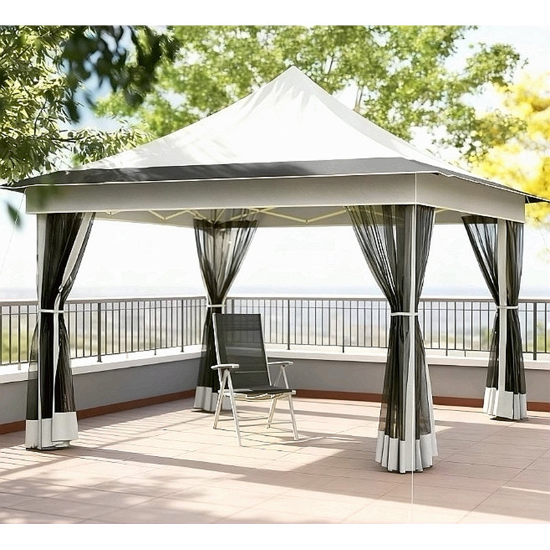 Tente escamotable, auvent avec filet en filet, avec sac de transport, pour le jardin, le patio, Gris