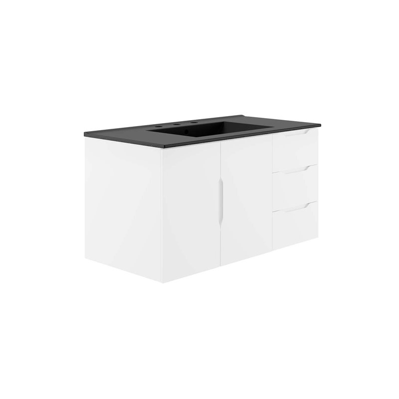 Modway Vitality 36" Bathroom Vanity, Black, White