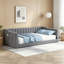 Lit de jour rembourré gris simple TG avec poche de rangement latérale pratique-798028445-798028450