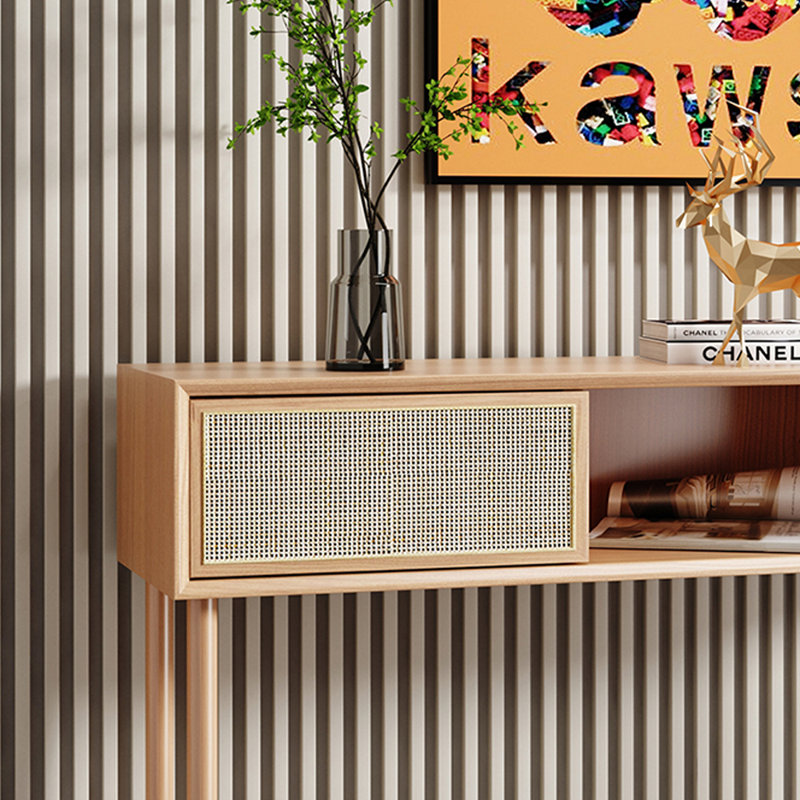 Table d'entrée moderne en bois de frêne massif minimaliste, H 31,5 po x l 47,2 po x P 13,8 po