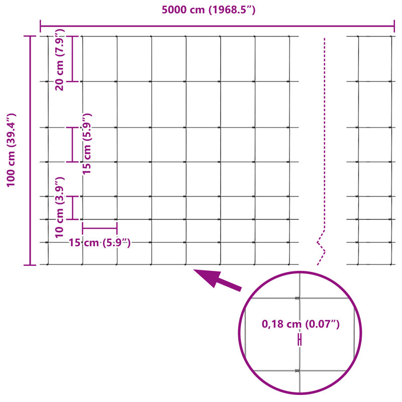 Field Fence Galvanised Steel, 100cm H x 5000cm W