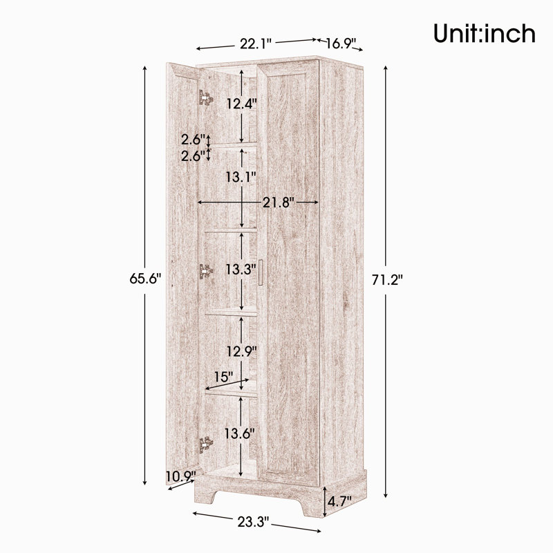 Nehmia Medium Density Fiberboard (MDF) Freestanding Linen Cabinet, Brown