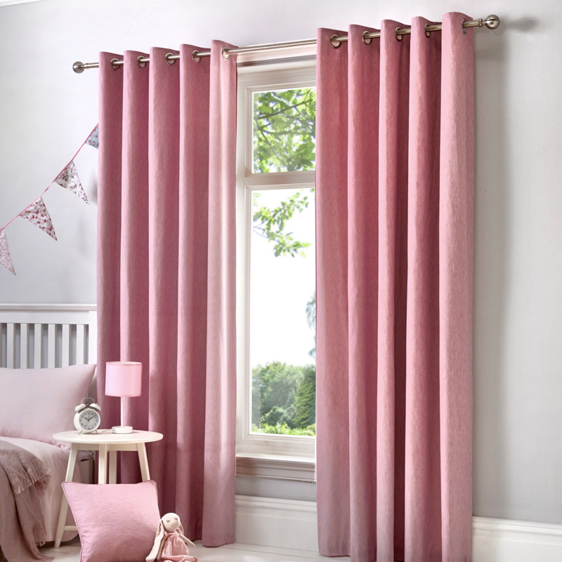 Cotton Blend Room Darkening Curtain Pair, Blush, Width 117 x Drop 137 cm