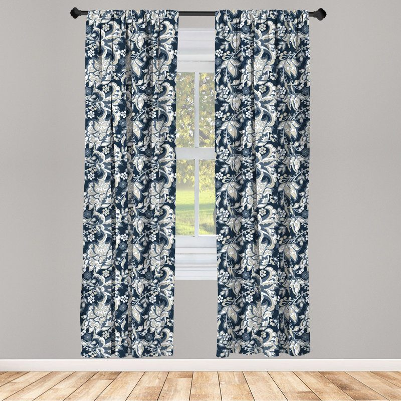 Floral Semi-Sheer Rod Pocket Curtain Panels, 28" W x 63" L