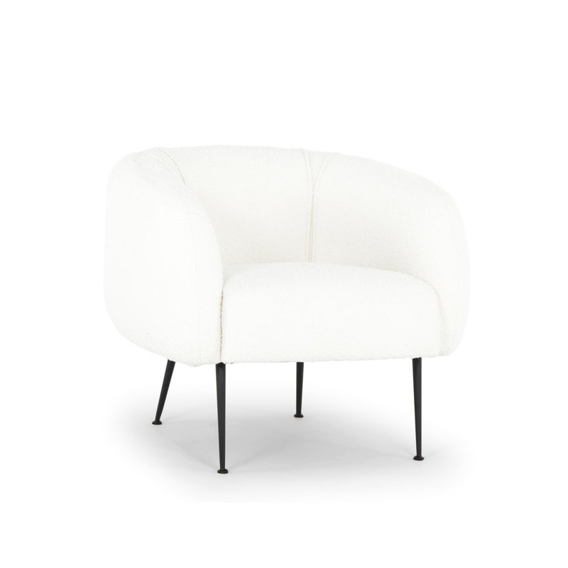 Metro Barrel Chair, Bouclé White Polyester