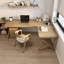 Bureaux en bois massif brun en forme de L-107198179-107198178