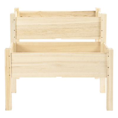 Jardinière surélevée de 34 po x 34 po x 28 po, 2 bois pour le jardin, légumes de culture, herbes, fleurs, finition naturelle, roulement de poids élevé, boîte à fleurs surélevée à bon drainage 34 po x 34 po x 28 po, cour arrière, élégance de plante, à partir de,