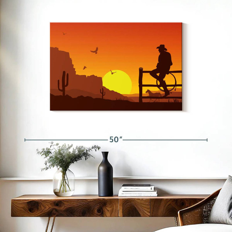 Coucher de soleil Lelar Western Cowboy, H 24 po x l 36 po
