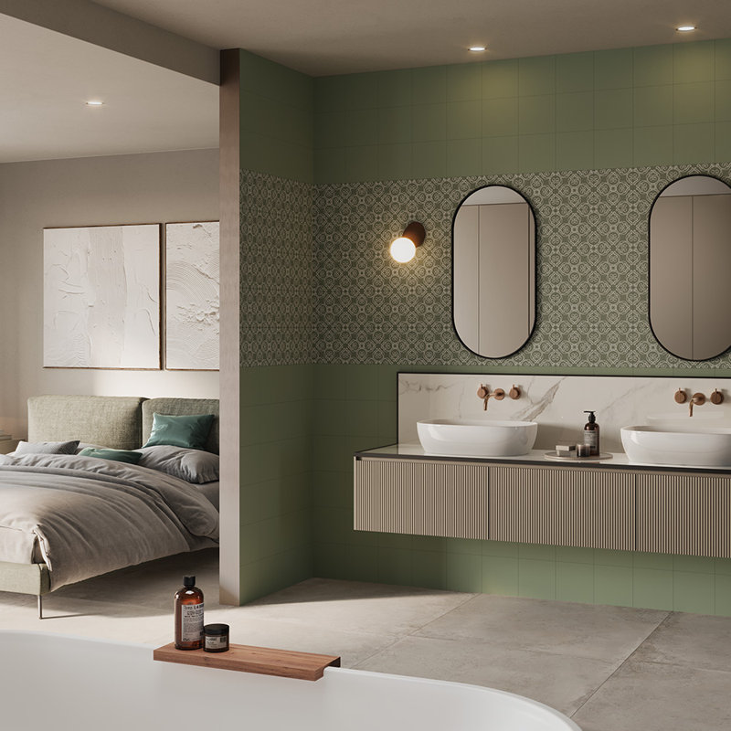 Carreau de porcelaine Helix 8X8, Vert