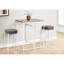 Table rectangulaire contemporaine 32 po, hauteur comptoir, stratifié gris, métal blanc, cuisine moderne