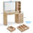 Vanity Desk With Mirror And Lights, 43.5'' Fluted Makeup Vanity With 6 Drawers And Adjustable Shelves,Wood Make Up Vanity Dressing Table With Glass Top And Power Outlet For Bedroom (No Chair)-1983209957