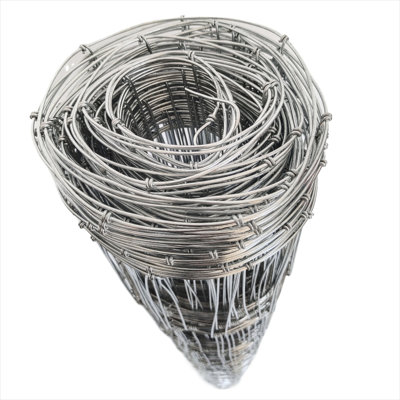 Field Wire Fencing 3ft x 164ft 14-Gauge Galvanized Metal, Graduated Mesh for Livestock Deer Protection, Polished Silver