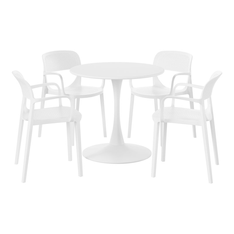 Outdoor Round Dining Set, White