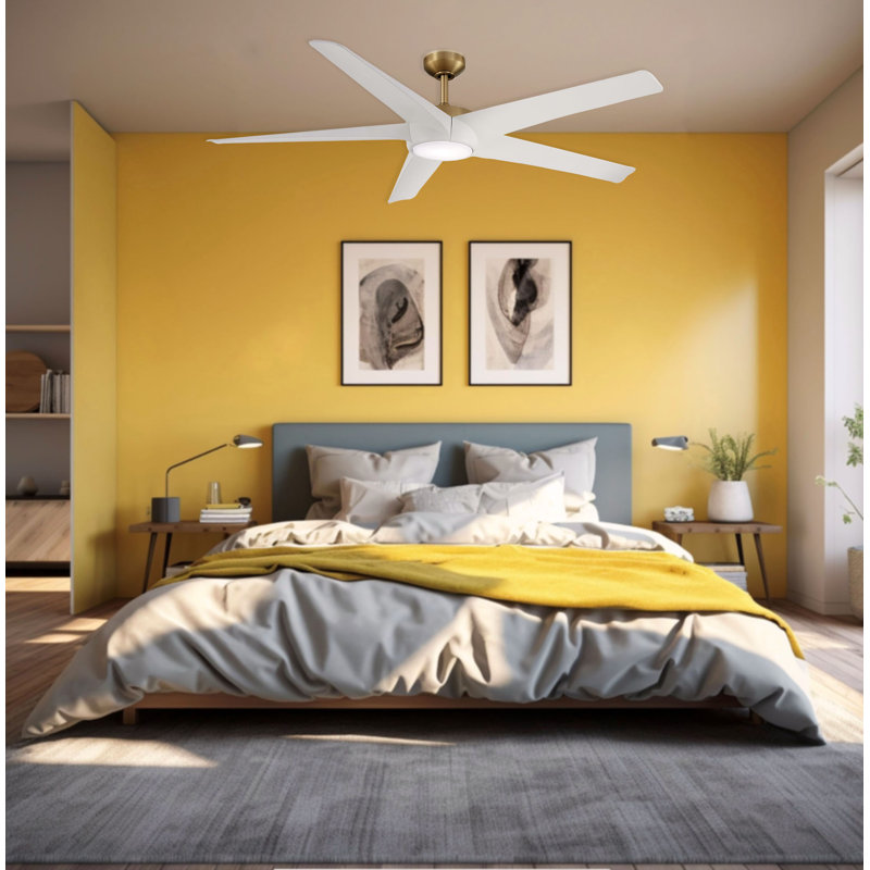 Minka Aire Skymaster - 64In Led Ceiling Fan, White, Soft Brass