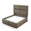Grand lit de style moderne avec éclairage DEL et finition brun riche, fabrication en bois durable, aucun sommier tapissier requis